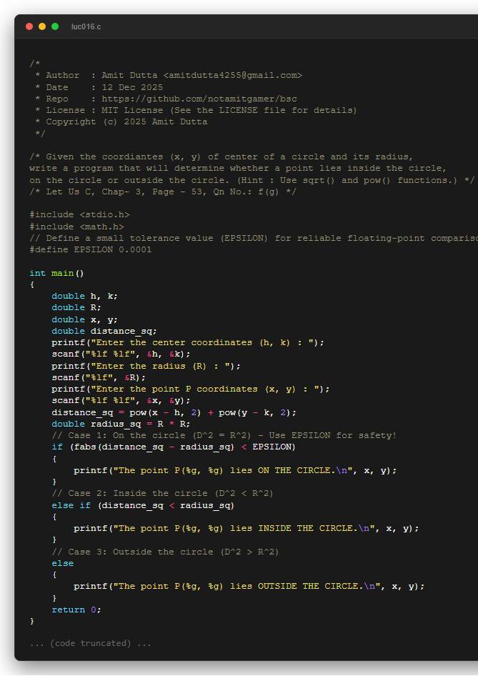 Given the coordiantes (x, y) of center of a circle and its radius, write a program that will determine whether a point lies inside the circle, on the circle or outside the circle. (Hint : Use sqrt() and pow() functions.)